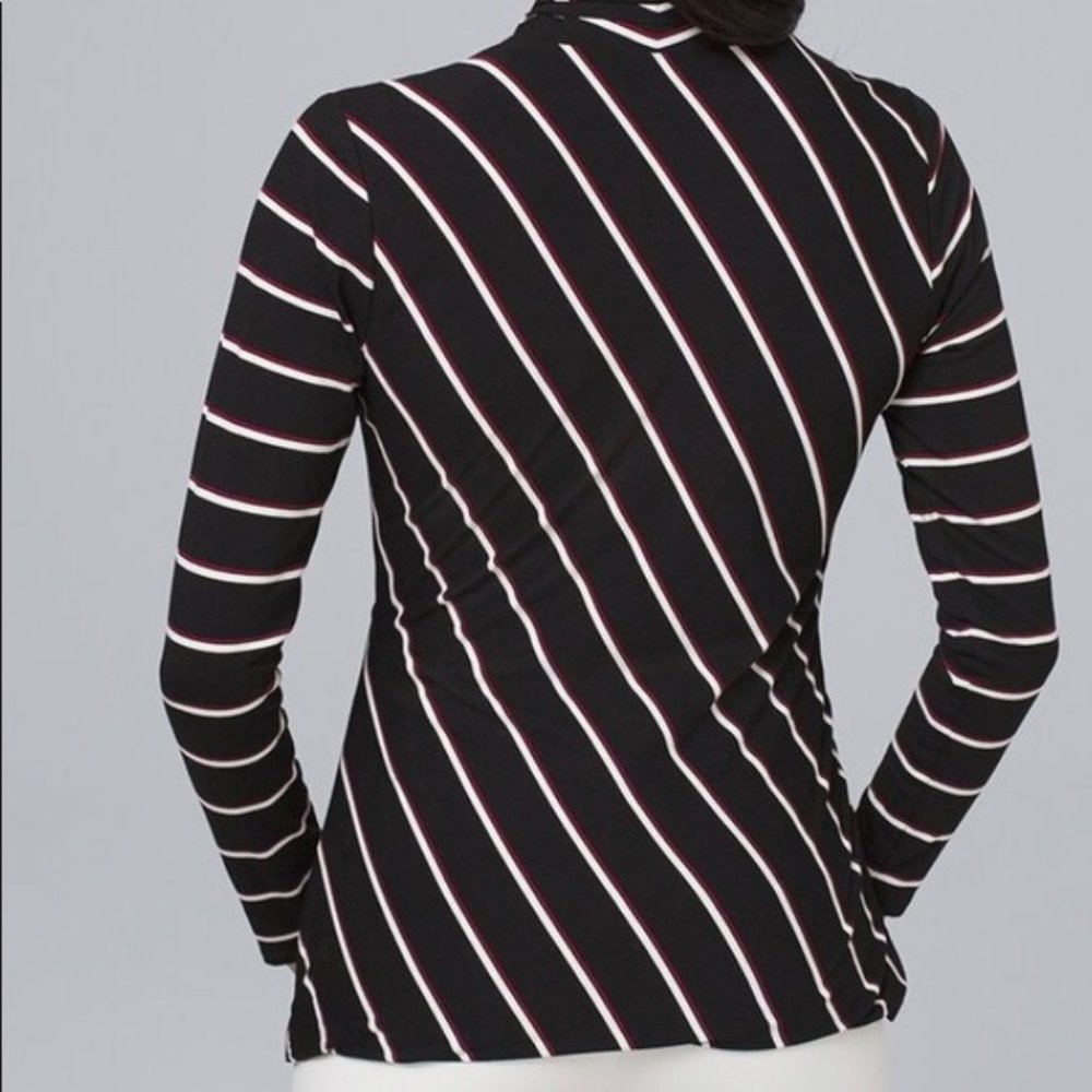 WHITE HOUSE BLACK MARKET Striped Surplice Wrap Top - Picture 2 of 8